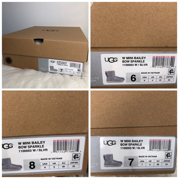 UGG Mini Bailey Bow Silver Sparkle Boots Glitter - Picture 8 of 8